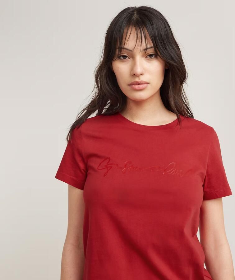 G-Star RAW T-shirt G-Script Shiny R met ton-in-ton opdruk - Foto 6