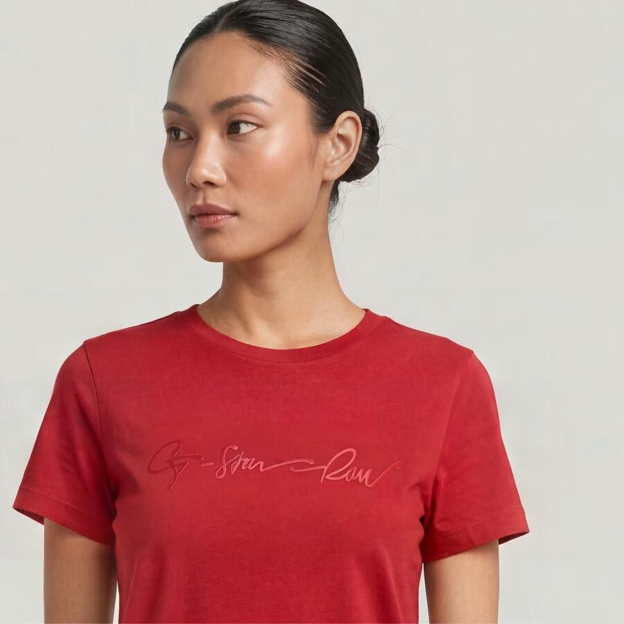 G-Star RAW T-shirt G-Script Shiny R met ton-in-ton opdruk - Foto 4