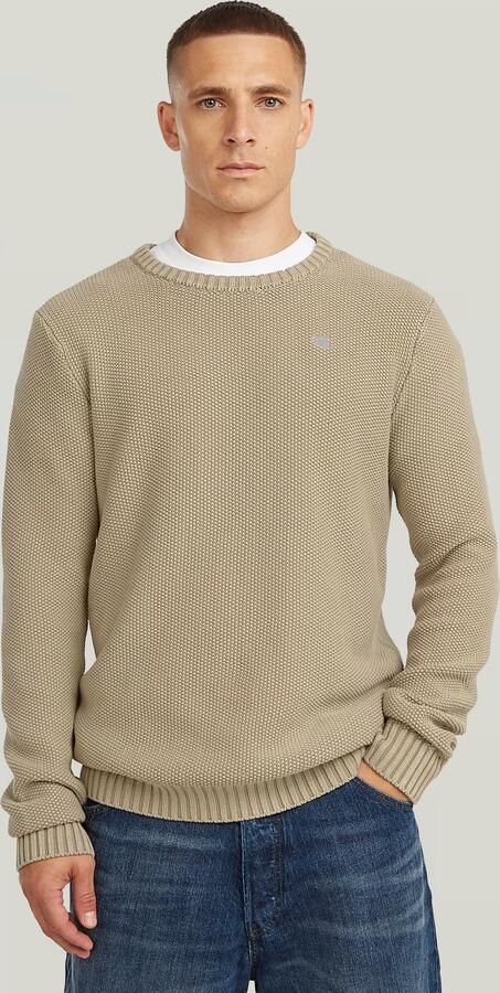 G-Star RAW Garment Dyed Structure Gebreide Trui Beige Heren
