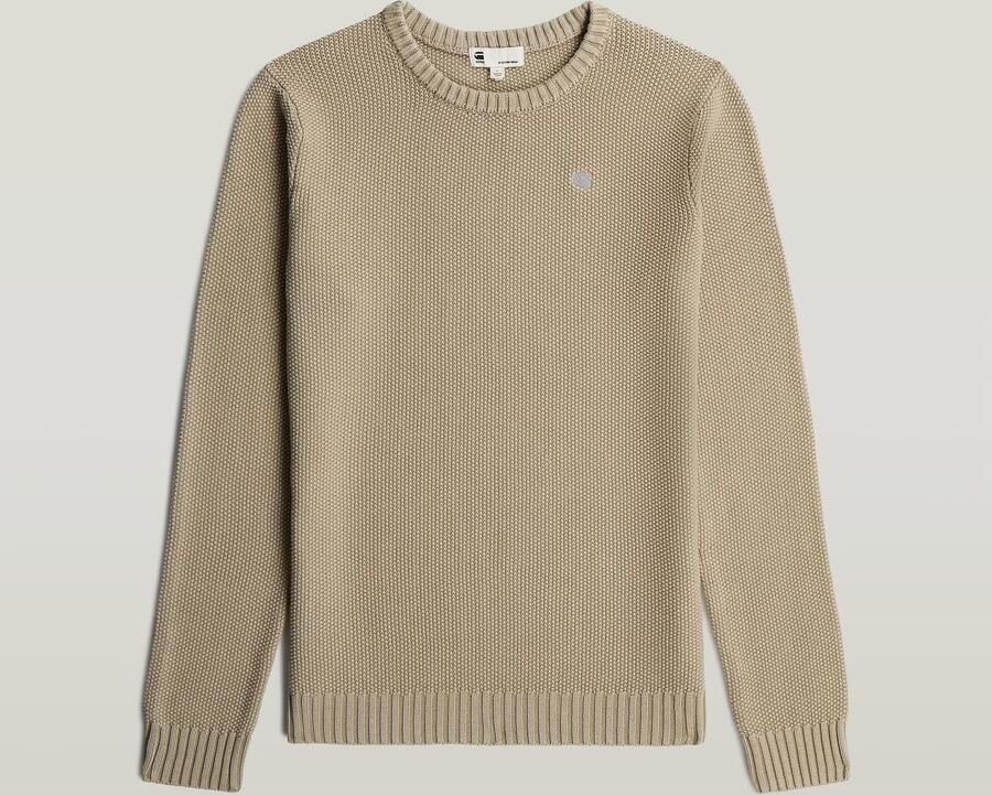 G-Star RAW Garment Dyed Structure Gebreide Trui Beige Heren - Foto 4