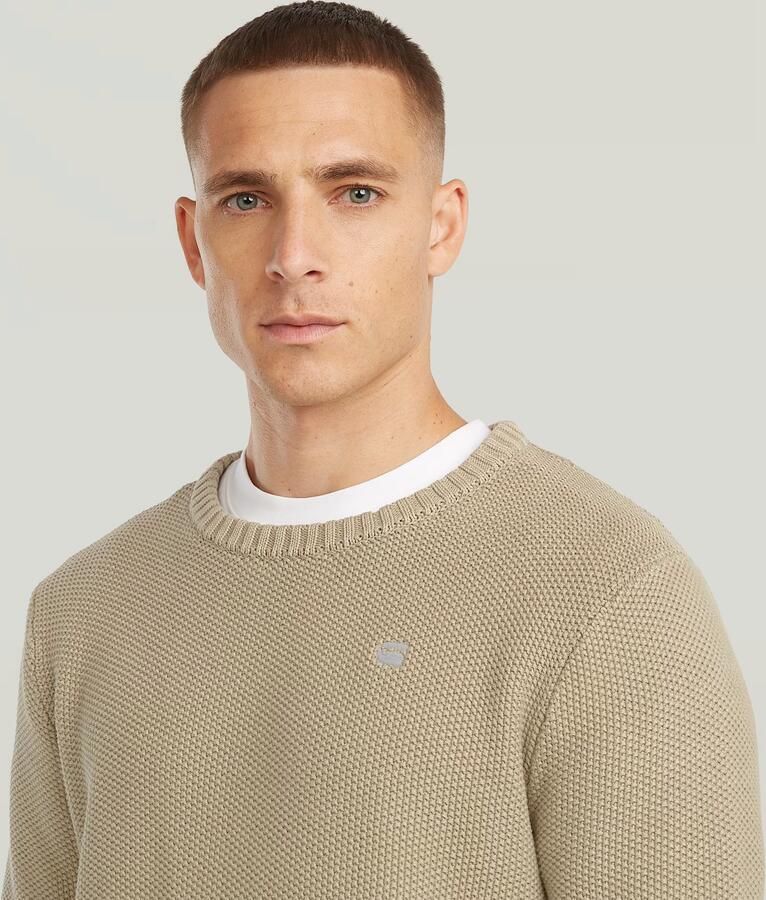 G-Star RAW Garment Dyed Structure Gebreide Trui Beige Heren - Foto 3