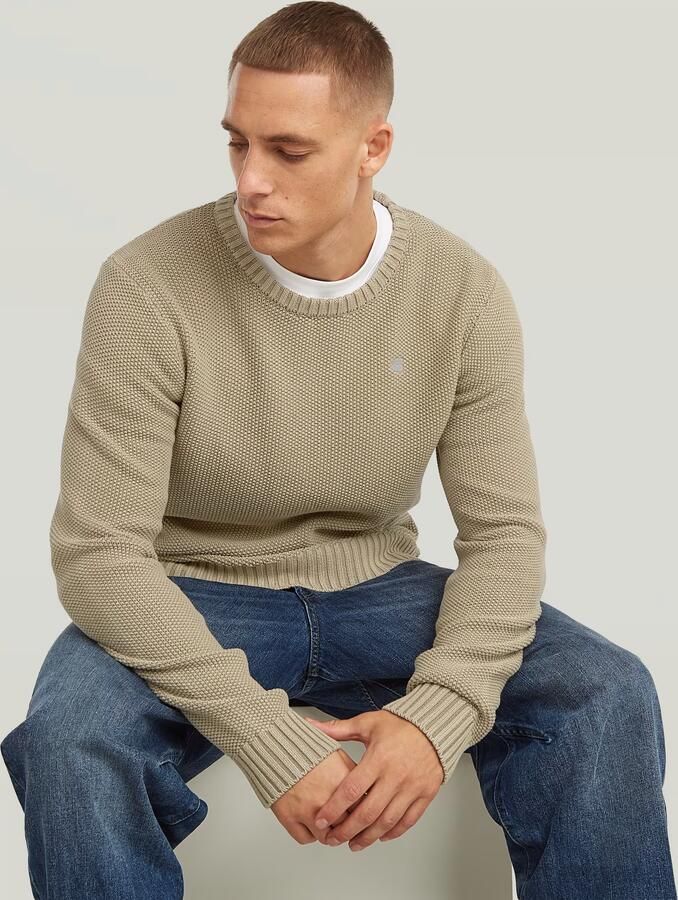 G-Star RAW Garment Dyed Structure Gebreide Trui Beige Heren - Foto 5