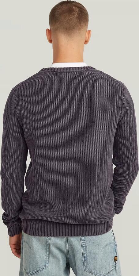 G-Star RAW Garment Dyed Structure Gebreide Trui Donkerblauw Heren