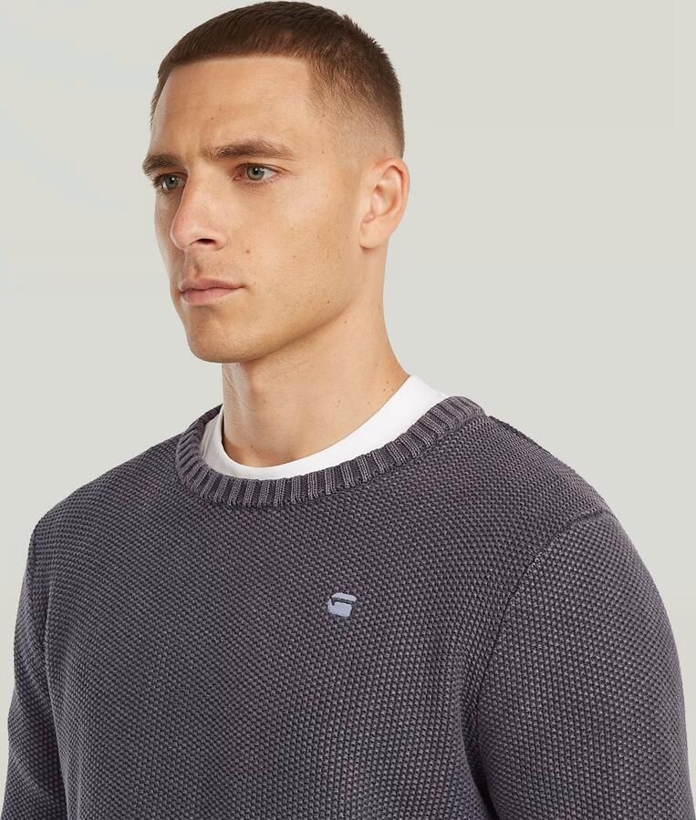 G-Star RAW Garment Dyed Structure Gebreide Trui Donkerblauw Heren - Foto 3