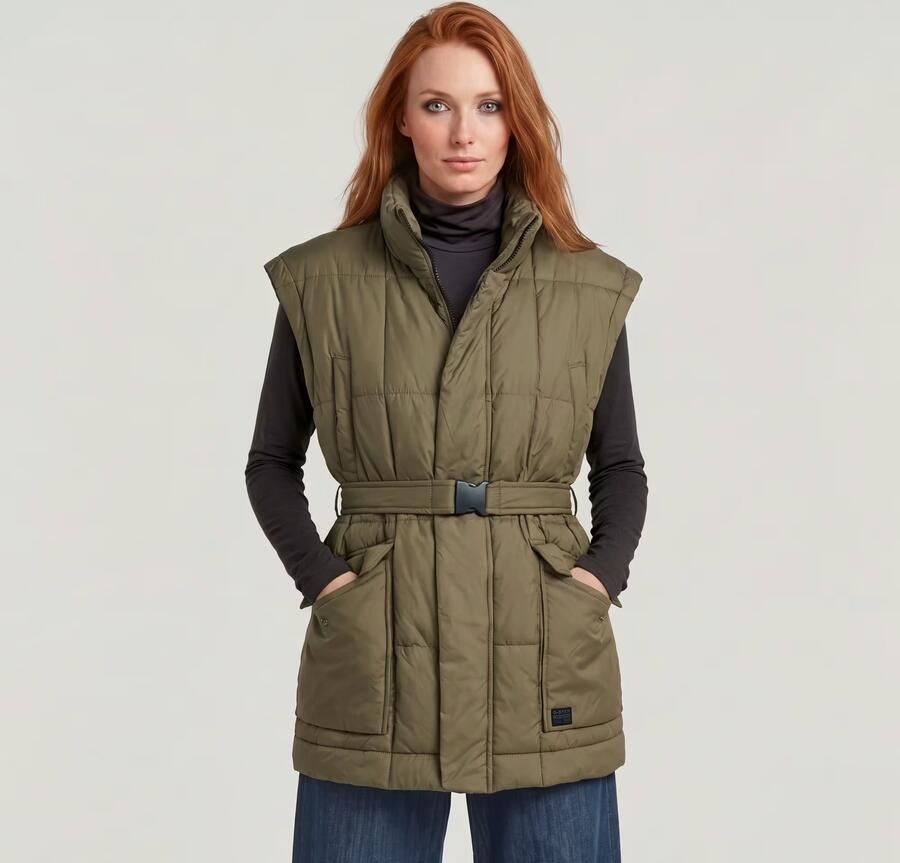 G-Star RAW Gewatteerde Bodywarmer Belted Groen Dames - Foto 3