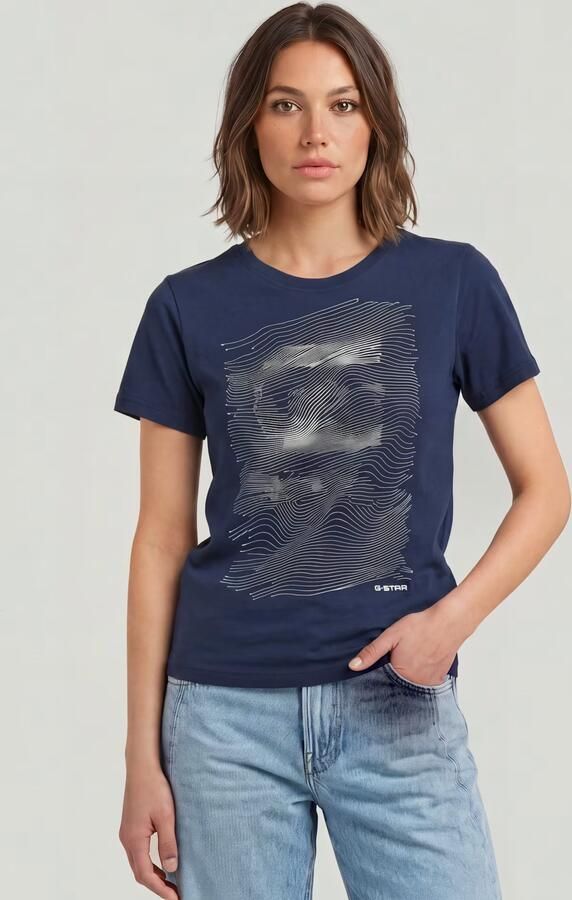 G-Star RAW Graphic T-shirt Donkerblauw Dames - Foto 5