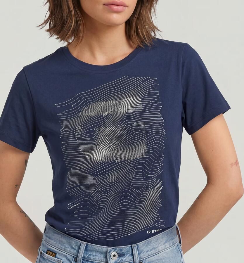 G-Star RAW Graphic T-shirt Donkerblauw Dames - Foto 3