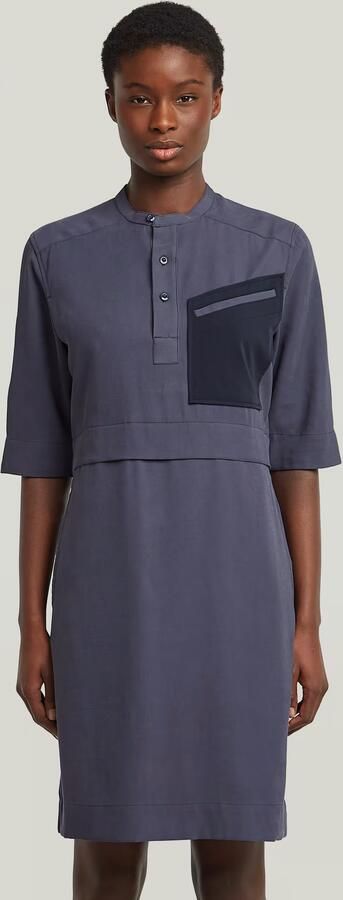 G-Star RAW Half Placket Overhemdjurk Donkerblauw Dames