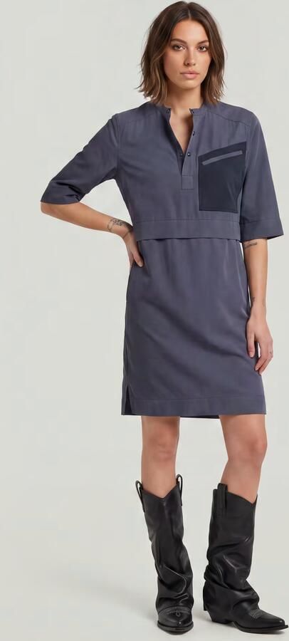 G-Star RAW Half Placket Overhemdjurk Donkerblauw Dames - Foto 6