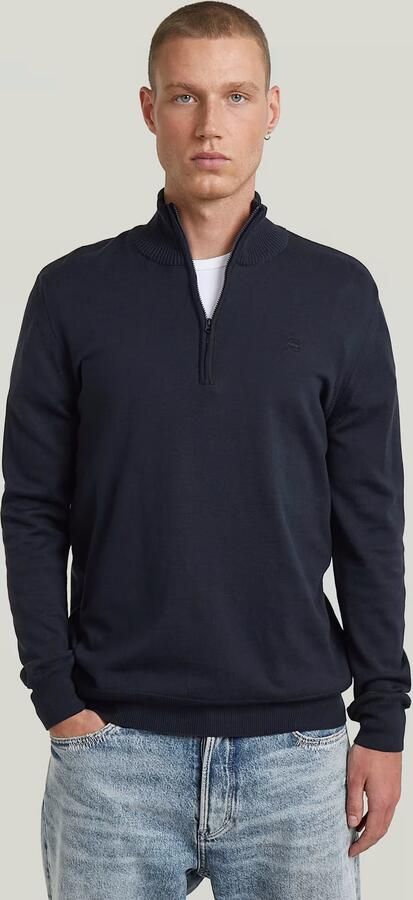 G-Star RAW Half Zip Gebreide Trui Donkerblauw Heren