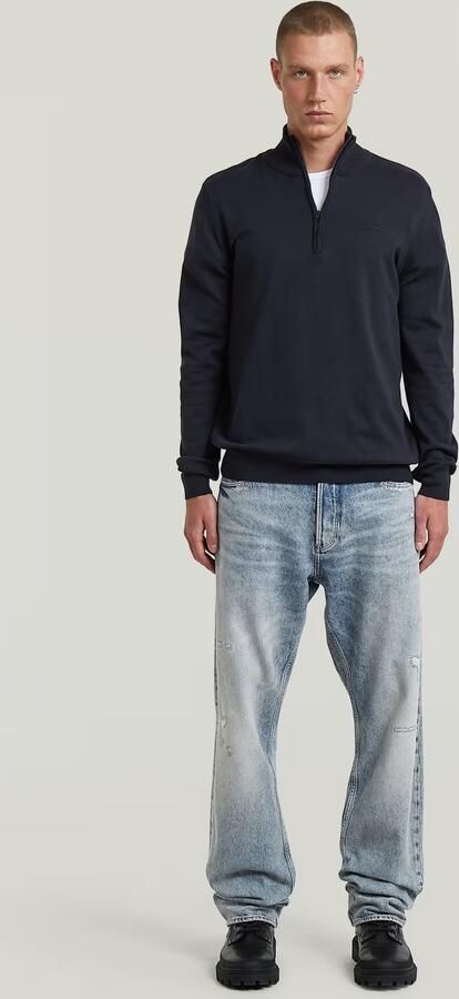 G-Star RAW Half Zip Gebreide Trui Donkerblauw Heren - Foto 6