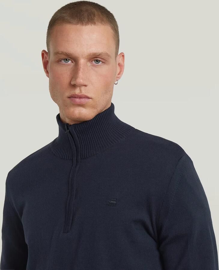 G-Star RAW Half Zip Gebreide Trui Donkerblauw Heren - Foto 3