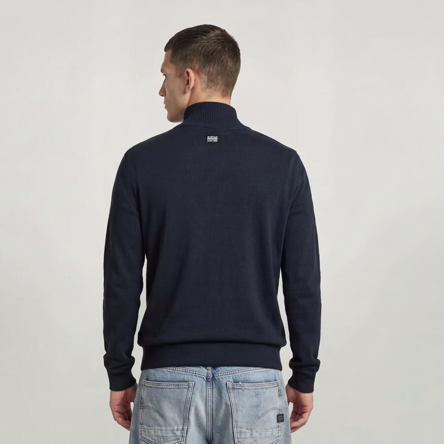 G-Star RAW Half Zip Gebreide Trui Donkerblauw Heren - Foto 3
