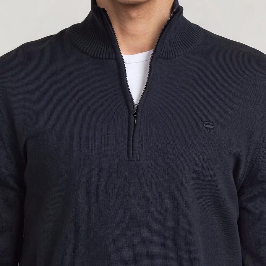 G-Star RAW Half Zip Gebreide Trui Donkerblauw Heren - Foto 4