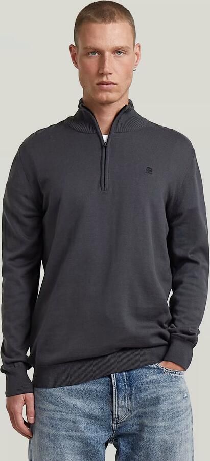 G-Star RAW Half Zip Gebreide Trui Grijs Heren
