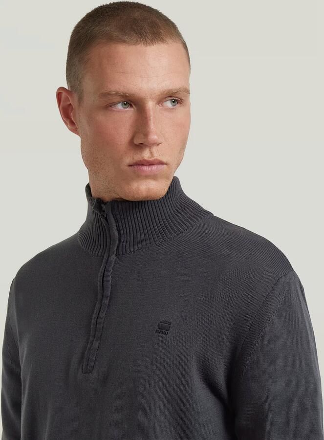G-Star RAW Half Zip Gebreide Trui Grijs Heren - Foto 4