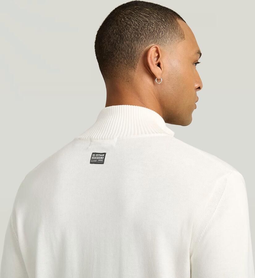 G-Star RAW Half Zip Knitted Sweater Beige Heren