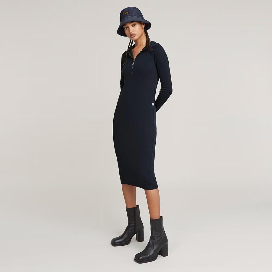 G-Star RAW Half Zip Slim Hoodie Jurk Donkerblauw Dames - Foto 2