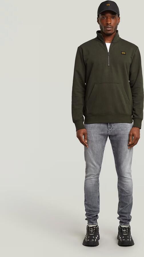 G-Star RAW Half Zip Sweater Label Badge Grijs Heren - Foto 4