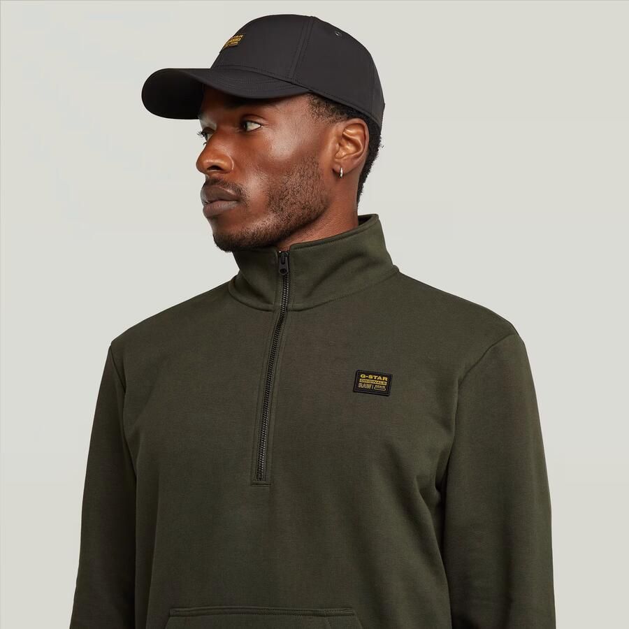 G-Star RAW Half Zip Sweater Label Badge Grijs Heren