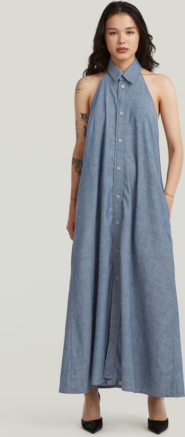 G-Star RAW Halter Jurk Donkerblauw Dames