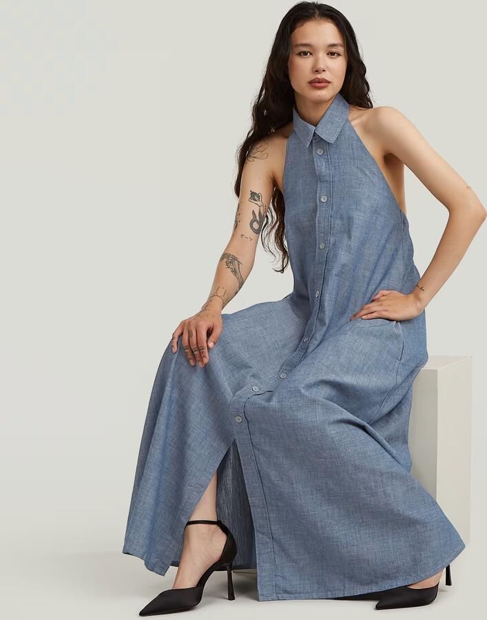 G-Star RAW Halter Jurk Donkerblauw Dames - Foto 5