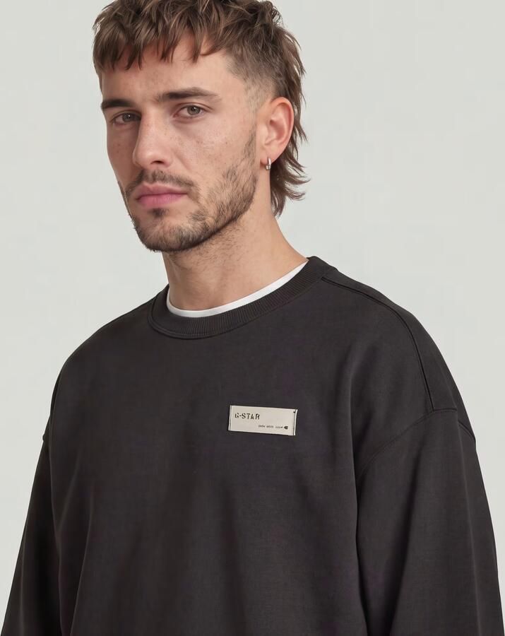G-Star RAW HB Badge Sweater Zwart Heren - Foto 4