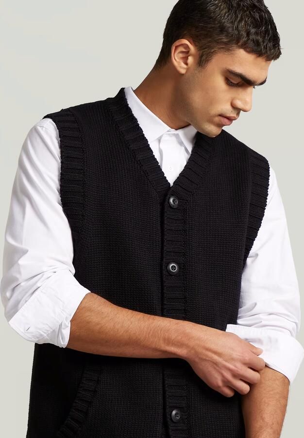 G-Star RAW Heavy Gebreid Vest Zwart Heren - Foto 4