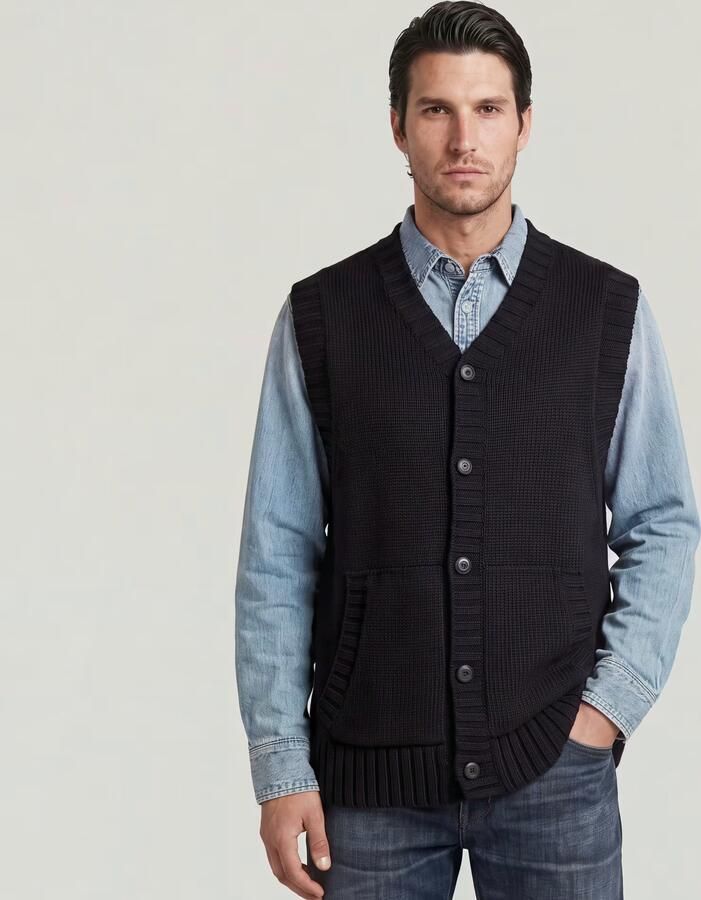G-Star RAW Heavy Gebreid Vest Zwart Heren - Foto 3