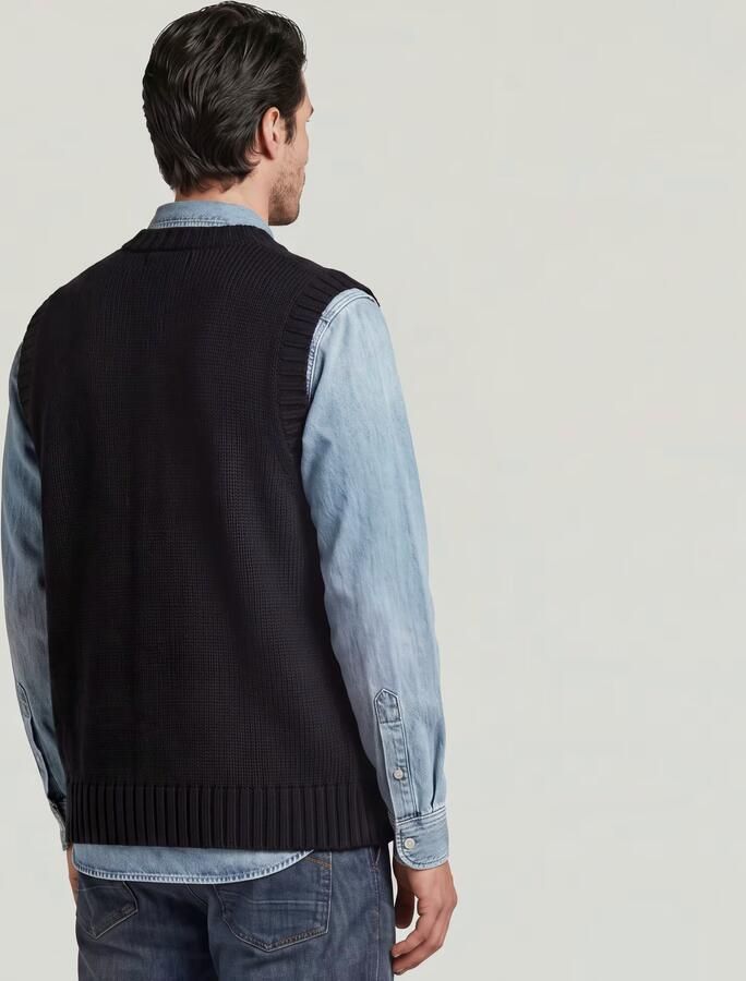 G-Star RAW Heavy Gebreid Vest Zwart Heren - Foto 4