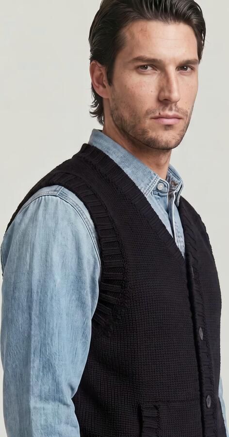 G-Star RAW Heavy Gebreid Vest Zwart Heren - Foto 5
