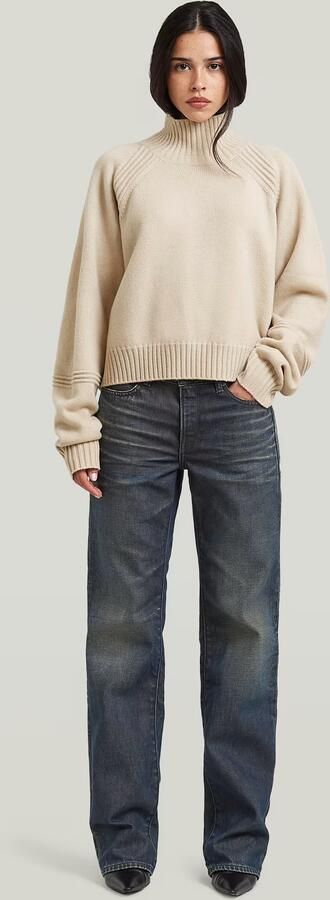 G-Star RAW Heavy Moto Turtle Gebreide Trui Beige Dames - Foto 7