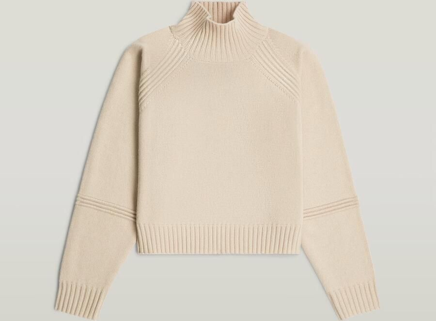 G-Star RAW Heavy Moto Turtle Gebreide Trui Beige Dames - Foto 4