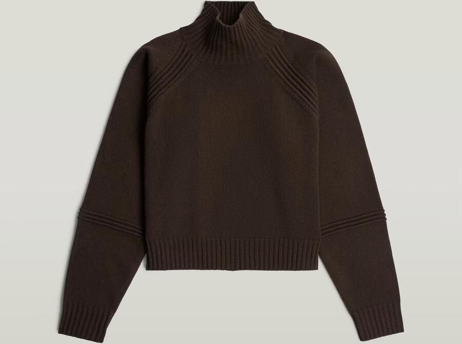 G-Star RAW Heavy Moto Turtle Gebreide Trui Bruin Dames