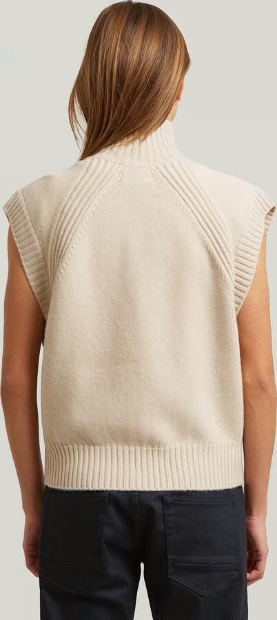 G-Star RAW Heavy Moto Zip Gebreid Vest Beige Dames - Foto 5
