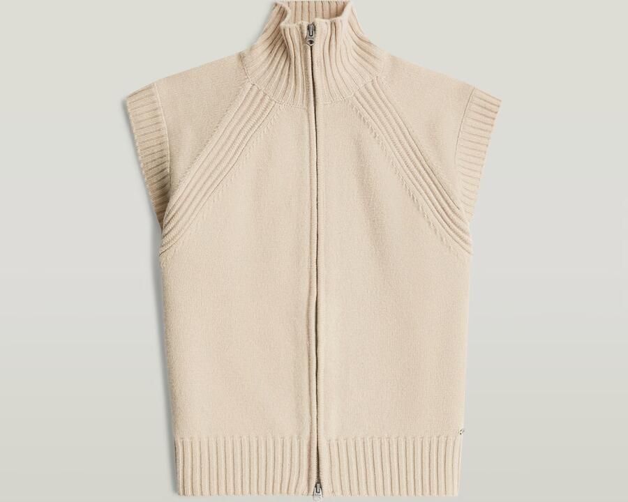 G-Star RAW Heavy Moto Zip Gebreid Vest Beige Dames - Foto 4