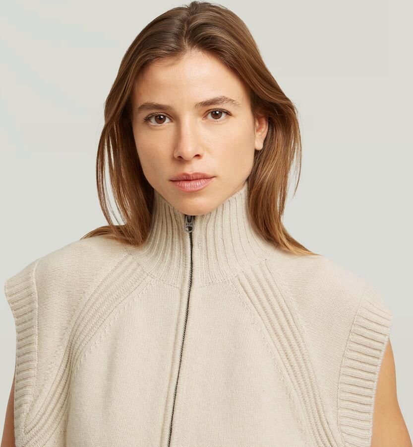 G-Star RAW Heavy Moto Zip Gebreid Vest Beige Dames - Foto 3