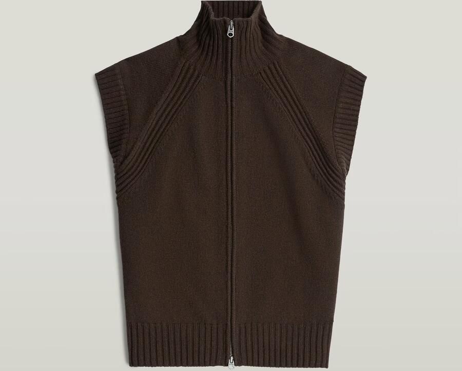 G-Star RAW Heavy Moto Zip Gebreid Vest Bruin Dames