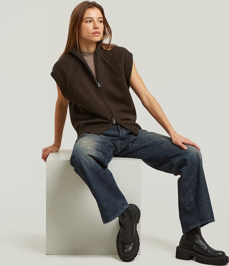 G-Star RAW Heavy Moto Zip Gebreid Vest Bruin Dames - Foto 4