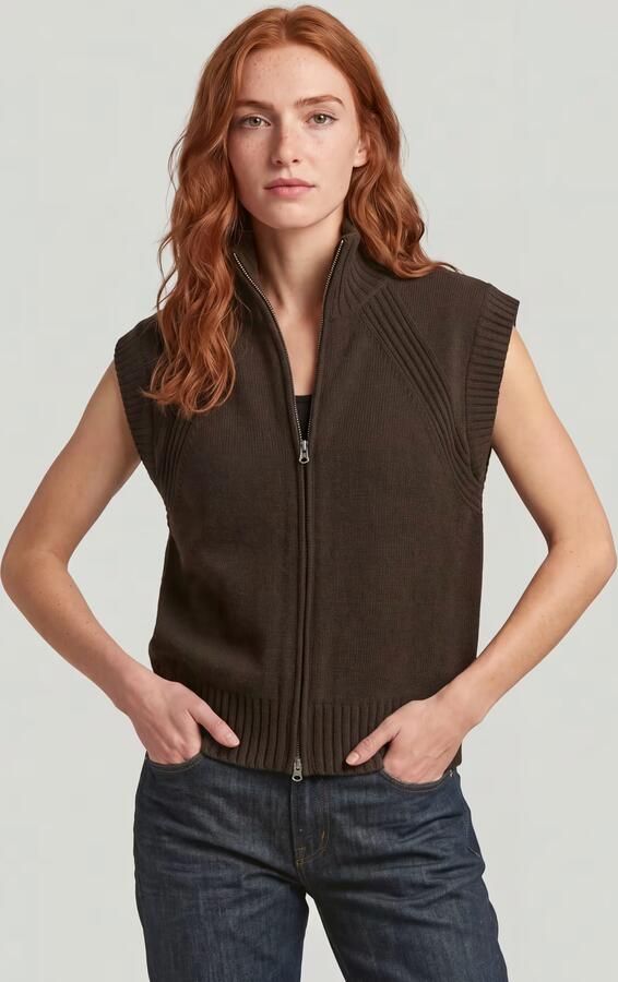 G-Star RAW Heavy Moto Zip Gebreid Vest Bruin Dames - Foto 5