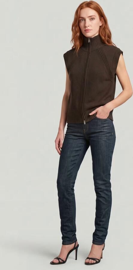 G-Star RAW Heavy Moto Zip Gebreid Vest Bruin Dames - Foto 6
