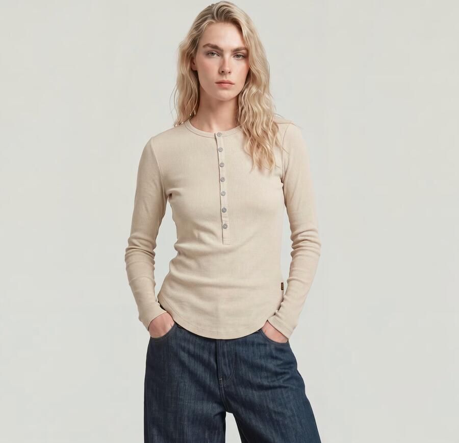 G-Star Raw Slim fit shirt met lange mouwen ronde hals en knoopsluiting - Foto 3