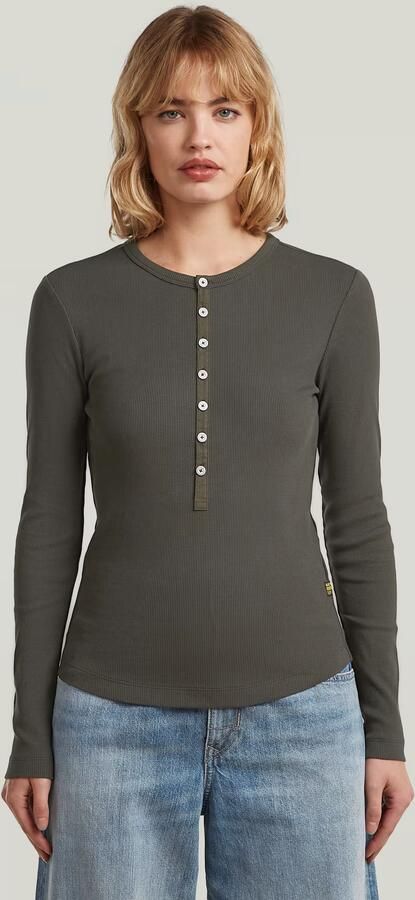 G-Star Raw Slim fit shirt met lange mouwen ronde hals en knoopsluiting
