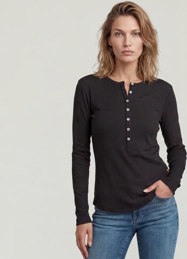 G-Star Raw Slim fit shirt met lange mouwen ronde hals en knoopsluiting - Foto 9