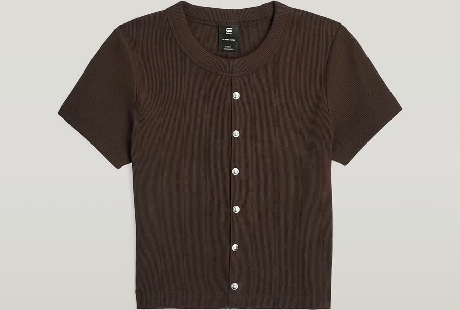 G-Star Raw Kort T-shirt met knoopsluiting model 'Heritage' - Foto 4