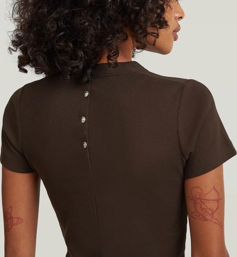 G-Star Raw Kort T-shirt met knoopsluiting model 'Heritage' - Foto 3