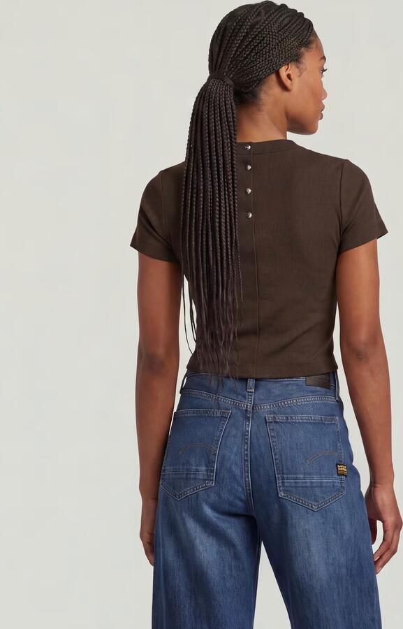 G-Star Raw Kort T-shirt met knoopsluiting model 'Heritage' - Foto 4
