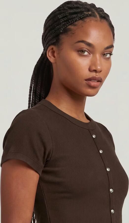 G-Star Raw Kort T-shirt met knoopsluiting model 'Heritage' - Foto 5