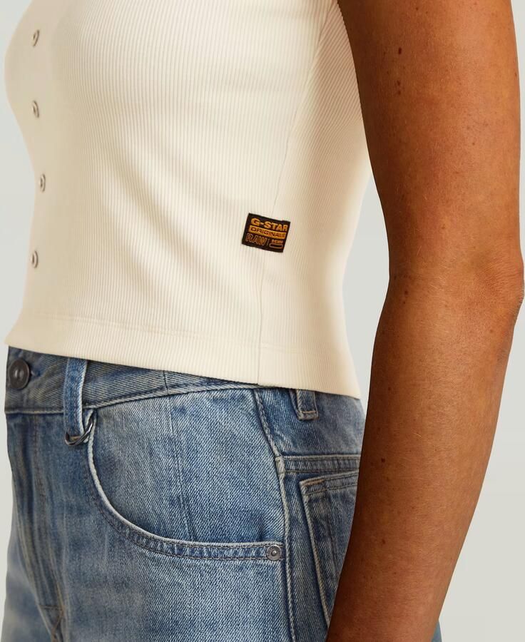 G-Star Raw Kort T-shirt met knoopsluiting model 'Heritage' - Foto 3