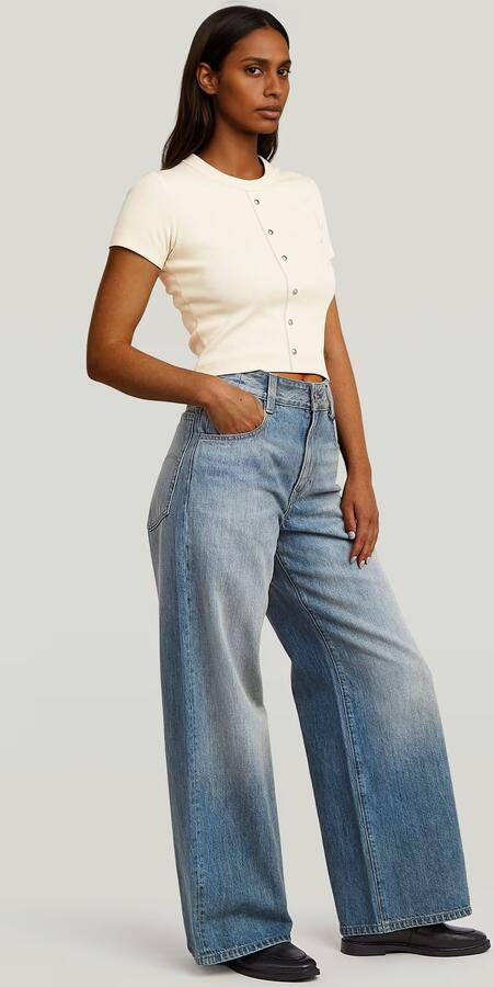 G-Star Raw Kort T-shirt met knoopsluiting model 'Heritage' - Foto 5